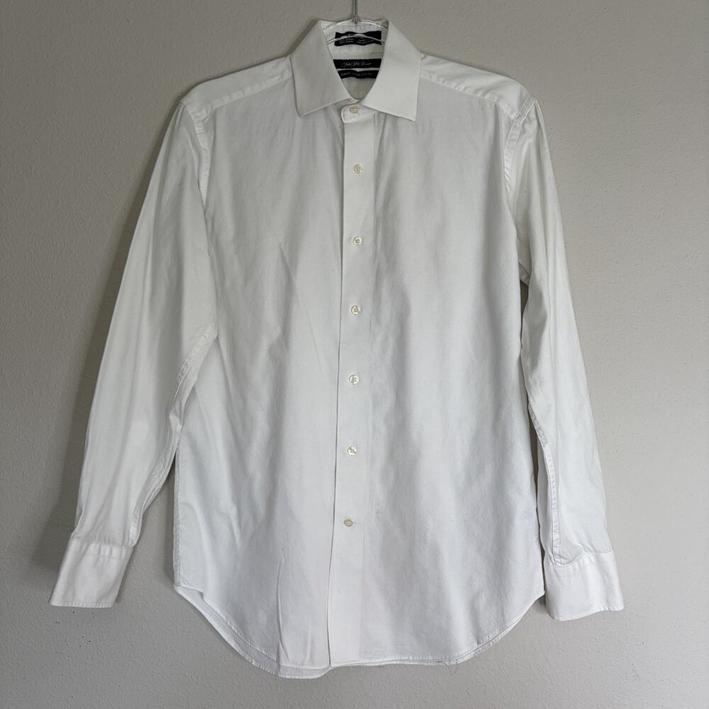 Saks Fifth Avenue Slim Fit White Cotton Men’s Shirt Size 14-1/2 32-33, classic